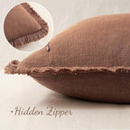 MIULEE Decorative Throw Pillow Covers Neutral Linen Fringe Throw Pillows Set of - Image 3