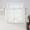 Beige White Kitchen Cafe Curtains 45 Inch Long 2 Panel Back Tab Translucent by Nanspring