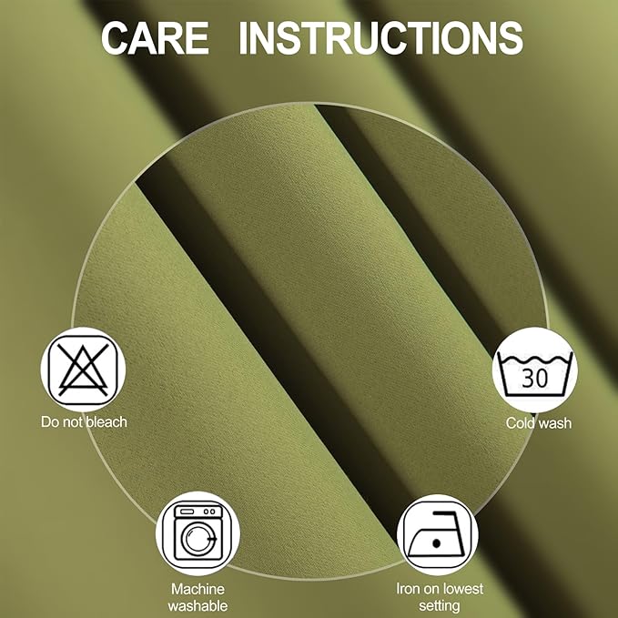 LEMOMO Blackout Curtains 66 x 72 Inch Long Olive Green Curtains Set of 2 Panels - Image 4