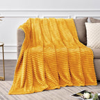 BEDELITE Fleece Throw Blanket for Couch – 3D Ribbed Jacquard Soft and Warm - Image 3