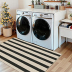 Black and White Striped Entry Rug - Image 9