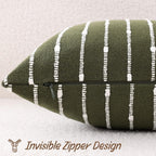 decorUhome Striped Decorative Throw Pillow Covers 18x18 Set of 2, Olive