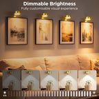 4-Pack Picture Lights for Wall, Rechargeable Cordless Poster Lights, Gold