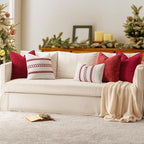 MIULEE Pack of 2 Christmas Pillow Covers 24x24 Inch Red Farmhouse Decorative - Image 6