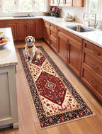 SERISSA Boho Washable Runner Rug, 2x6 Rug Runner Non-Slip Vintage Red Black by SERISSAHomeDecorCollection