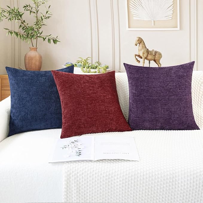 CaliTime Throw Pillow Covers Decorative 18 X 18 Inches Pack of 4 Cozy Chenille - Image 5