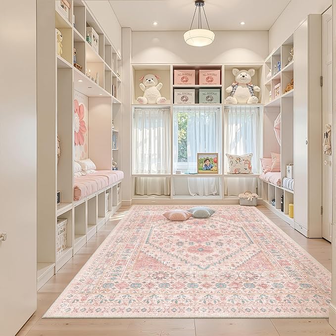 zesthome 6x9 Washable Rugs for Baby Girl, Super Soft Pink Rugs for Nursery Room - Image 8