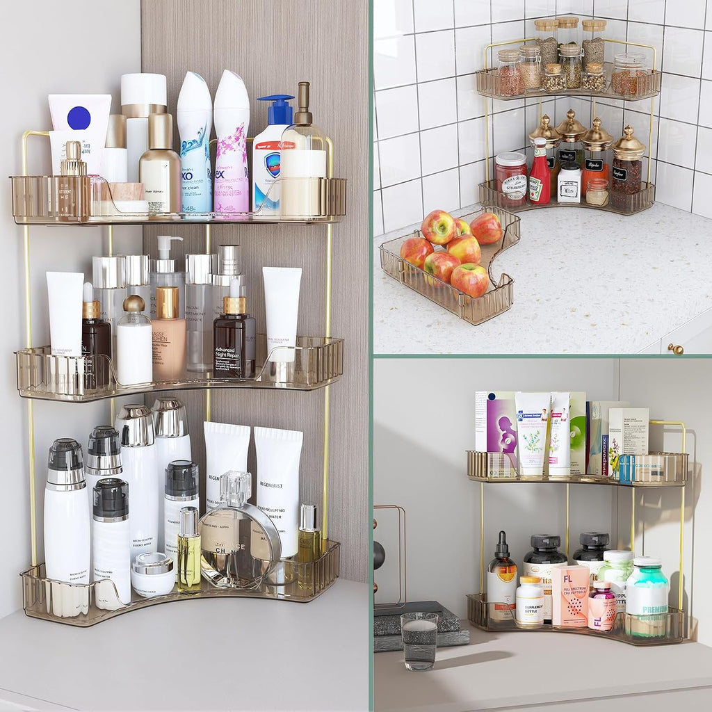 Webetop Corner Bathroom Shelf, 3 Tier Countertop Organizer for Vanity