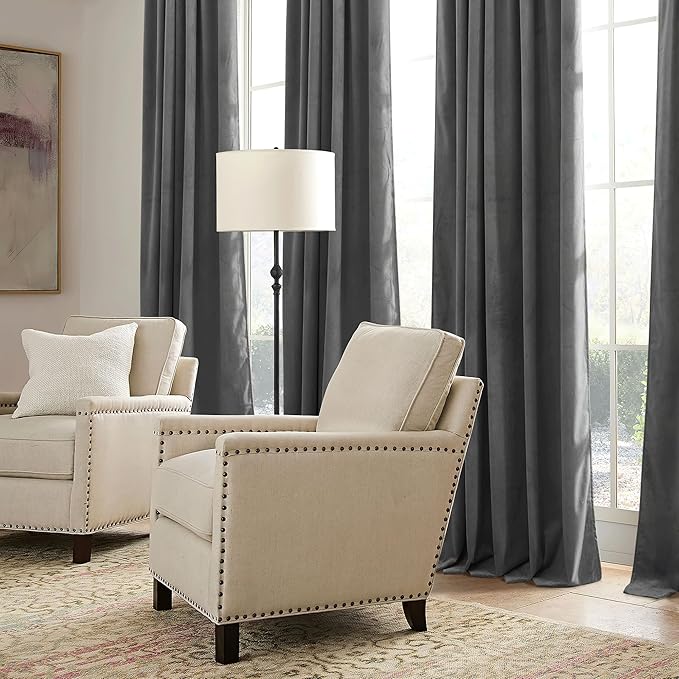 RYB HOME Grey Velvet Curtains 72 inches - Image 6