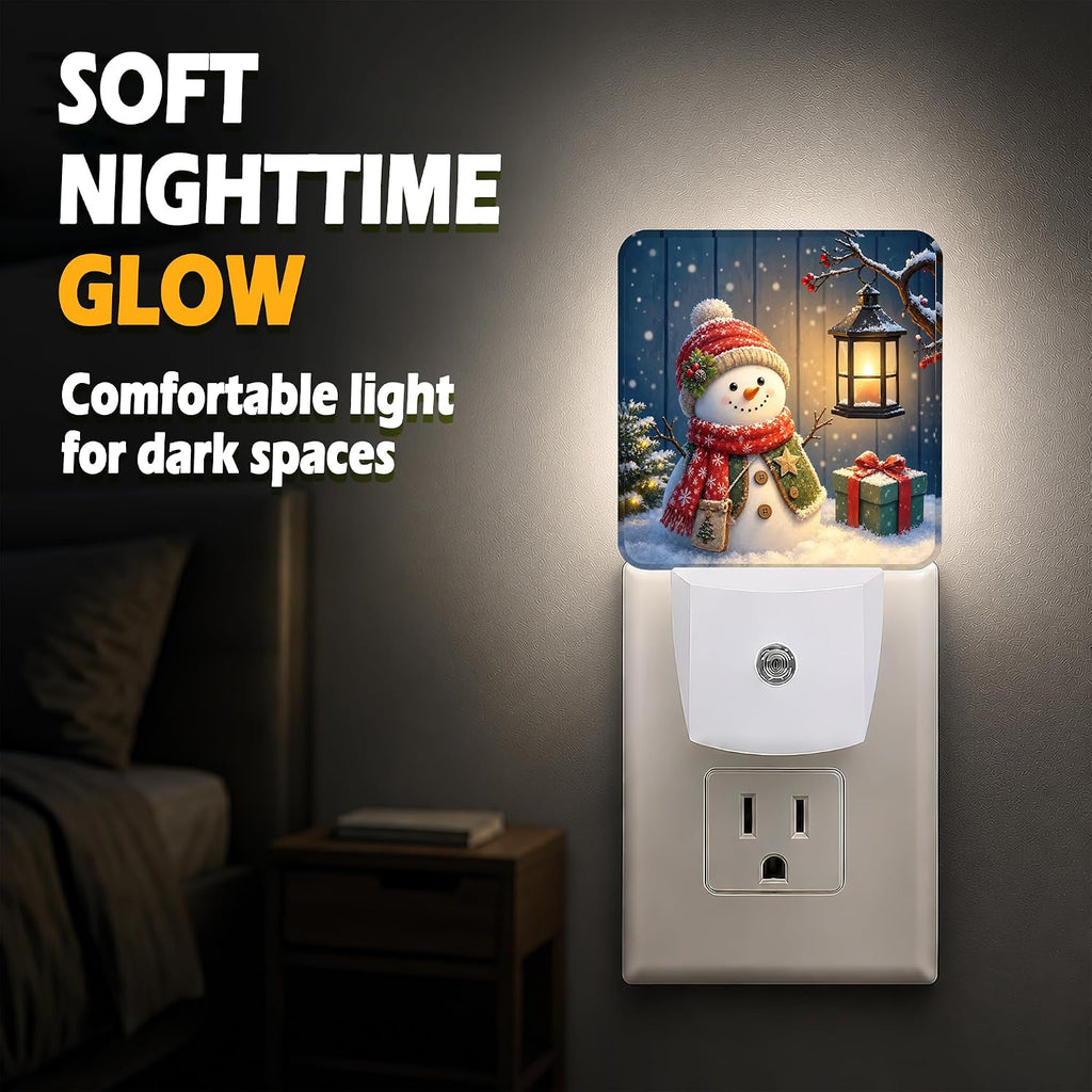 Holiday Snowman Glow Plug in Night Light - Christmas Seasonal Decorative Accent Light, Dusk to Dawn LED Night Light with Light Sensor for Bedroom Bathroom Hallway Home Decor