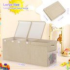 Extra Large Toy Box, Collapsible Toy Storage Organizer, 40"x16"x16", Beige