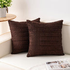 Pack of 2 Corduroy Decorative Throw Pillow Covers 20x20 InchSoft Boho Striped by Unknown