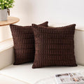 Pack of 2 Corduroy Decorative Throw Pillow Covers 24x24 InchSoft Striped Pillow by Unknown