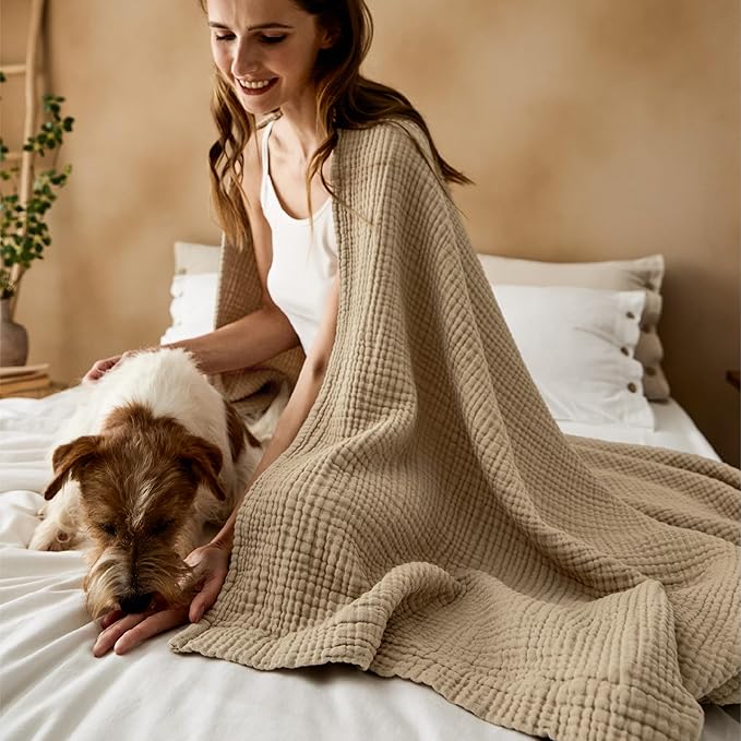 Bedsure 100% Cotton Muslin Throw Blanket Twin XL - Image 9
