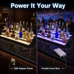 LED Liquor Bottle Display Shelf, 3-Tier 32 Inch Lighted Bar Shelf