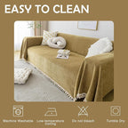 HANDONTIME Couch Covers for Pets Boho Mustard Yellow Love Seat Couch Covers - Image 7