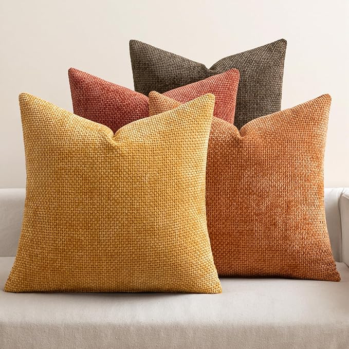 MIULEE Pack of 4 Orange/Yellow Couch Throw Pillow Covers 20x20 Inch Halloween by MIULEE