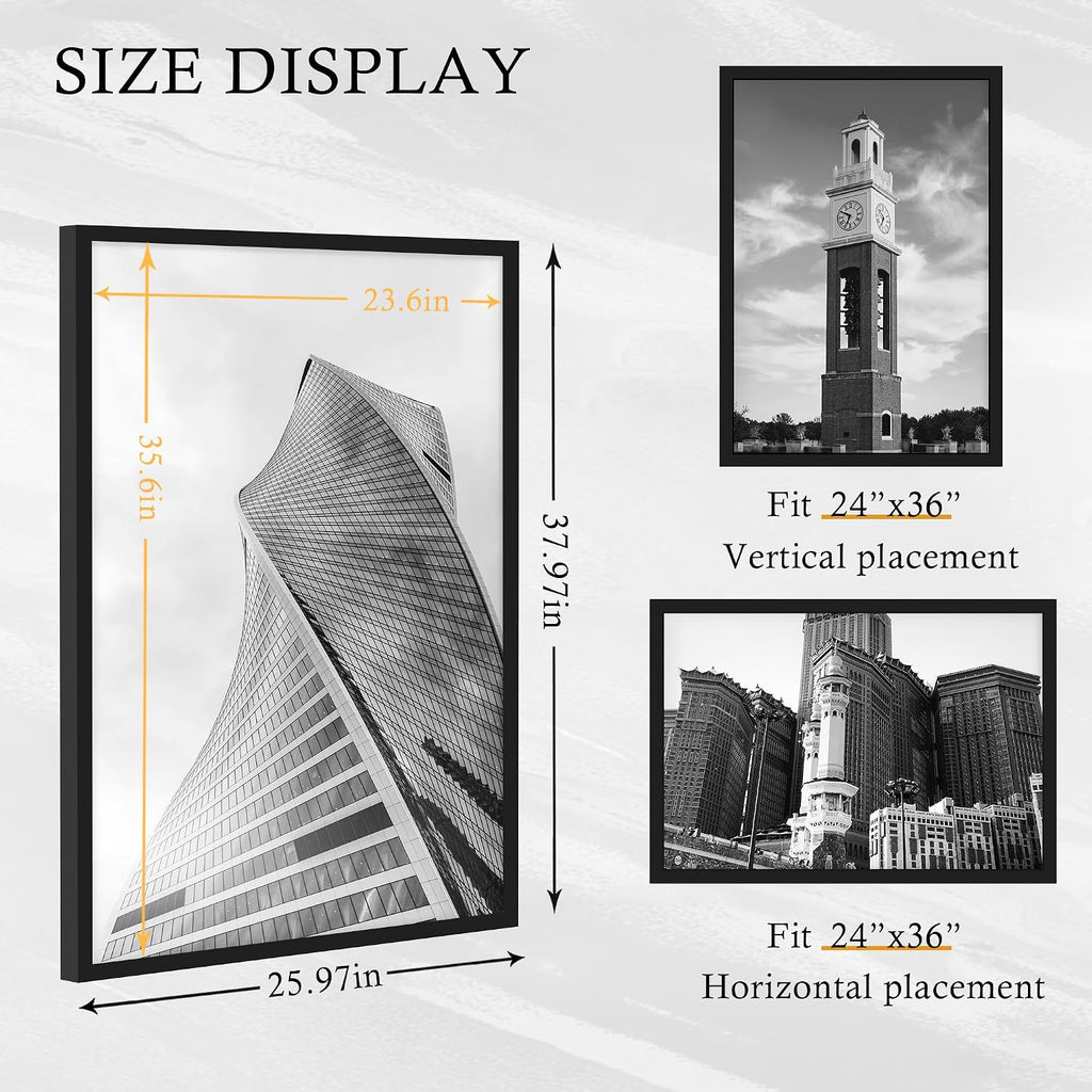 24x36 Poster Frame 2 Pack, Black Poster Frames 24 x 36 inches