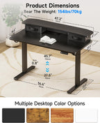 BIZUM Standing Desk with 2 Drawers Computer Desk-Stand up Desk Home Office Gaming Memory Desks C-Clamp Mount Compatible, 48x24 Inch Black
