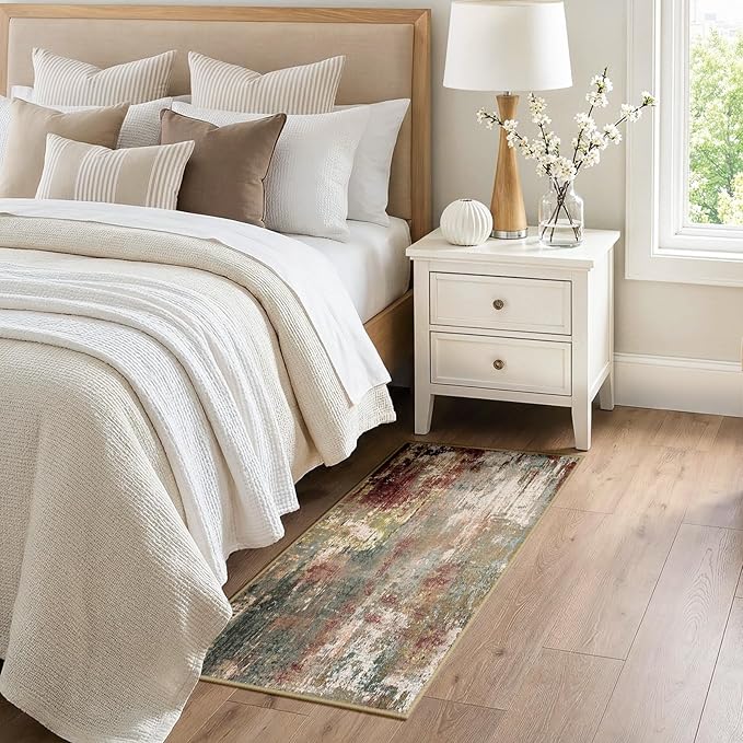 Washable Area Rugs 2'x5' Non-Slip Modern Abstract Soft - Image 2