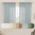 LAMIT Greyish Blue Linen Curtains 45 Inches Long by LAMIT