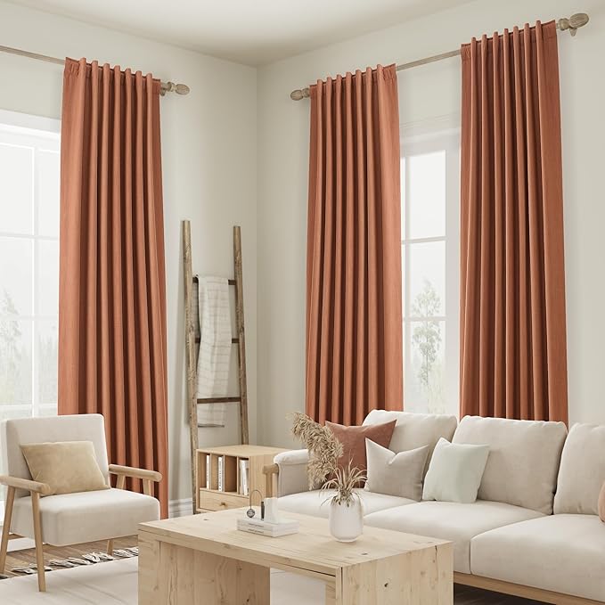 Guken Terracotta 100% Blackout Curtains 96 Inch Length 2 Panels Set Fall - Image 8