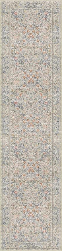 Vintage Beige Blue 3x12 Runner Rug - Image 2