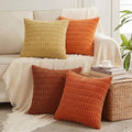 Fancy Homi Set of 4 Burnt Orange Fall Boho Decorative Throw Pillow Covers 22x22 by Fancy+Homi