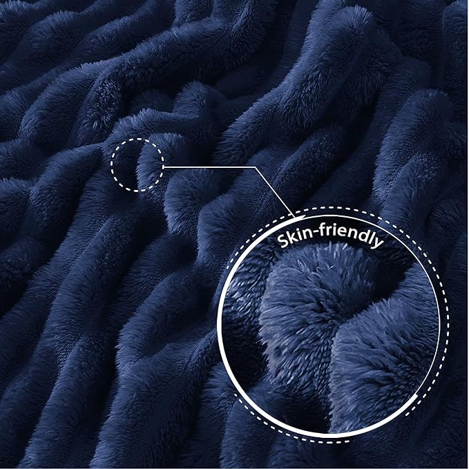 Exclusivo Mezcla Queen Size Flannel Fleece Blanket, Super Soft Striped Jacquard - Image 5