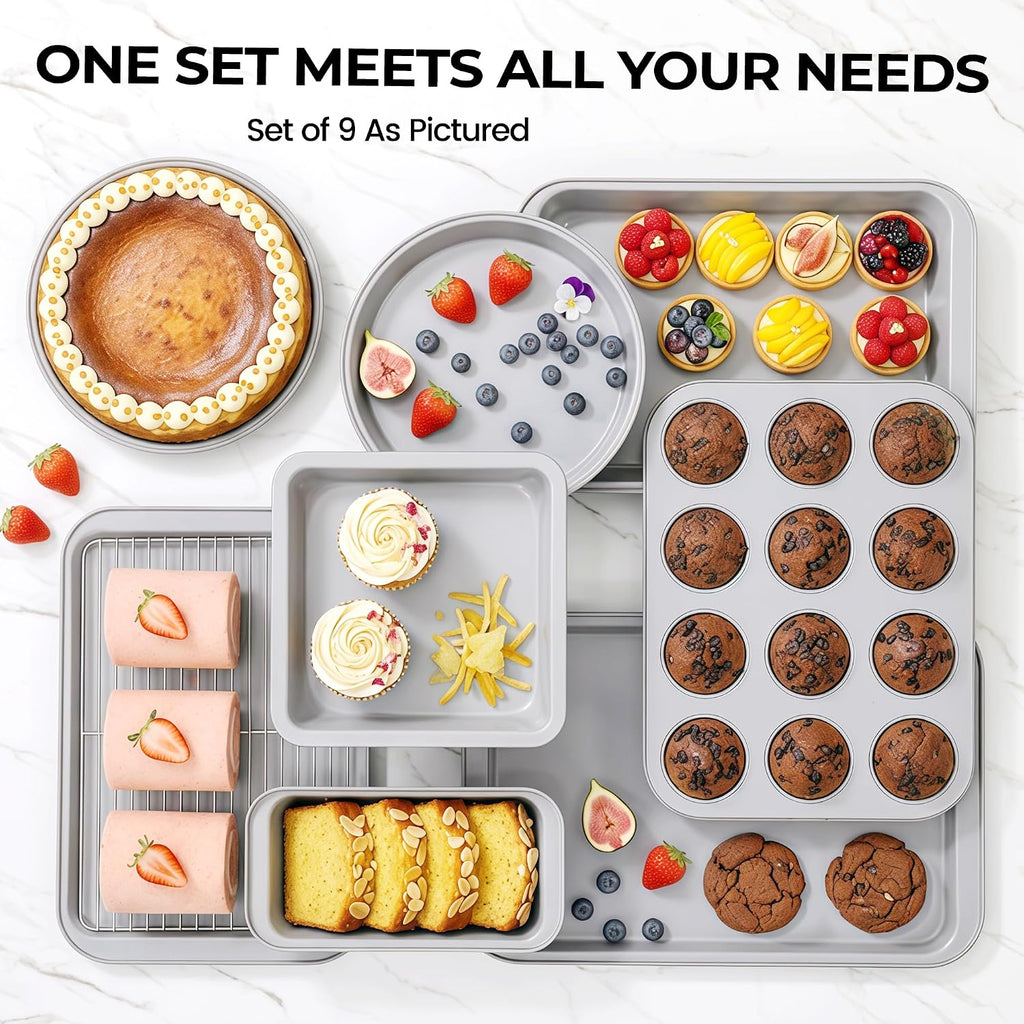 Vinino 6-Piece Baking Pans Set, Nonstick Carbon Steel Bakeware Sets