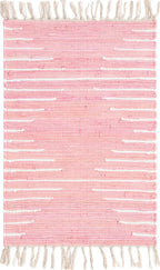 Unique Loom Chindi Cotton Collection Area Rug - Briah (2' x 3' 1" Rectangle, Rose/ Ivory)