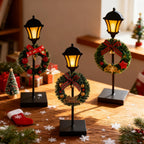 NEROSUN Christmas Table Decorations, 6Pcs Wreath and Lantern Standing Wooden Tabletop Decorations Signs, Merry Christmas Table Toppers for Xmas Home Winter Holiday Party Indoor Decor