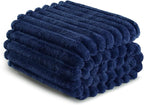 Exclusivo Mezcla Queen Size Flannel Fleece Blanket, Super Soft Striped Jacquard - Image 6