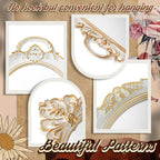 Beeveer 4 Pcs Vintage Gold Wall Mirror Set Luxury Gallery Wall Mirror Decorative Hanging Antique Decor for Living Room Entryway Wedding Bedroom Bathroom Victorian Decor (Elegant,White)