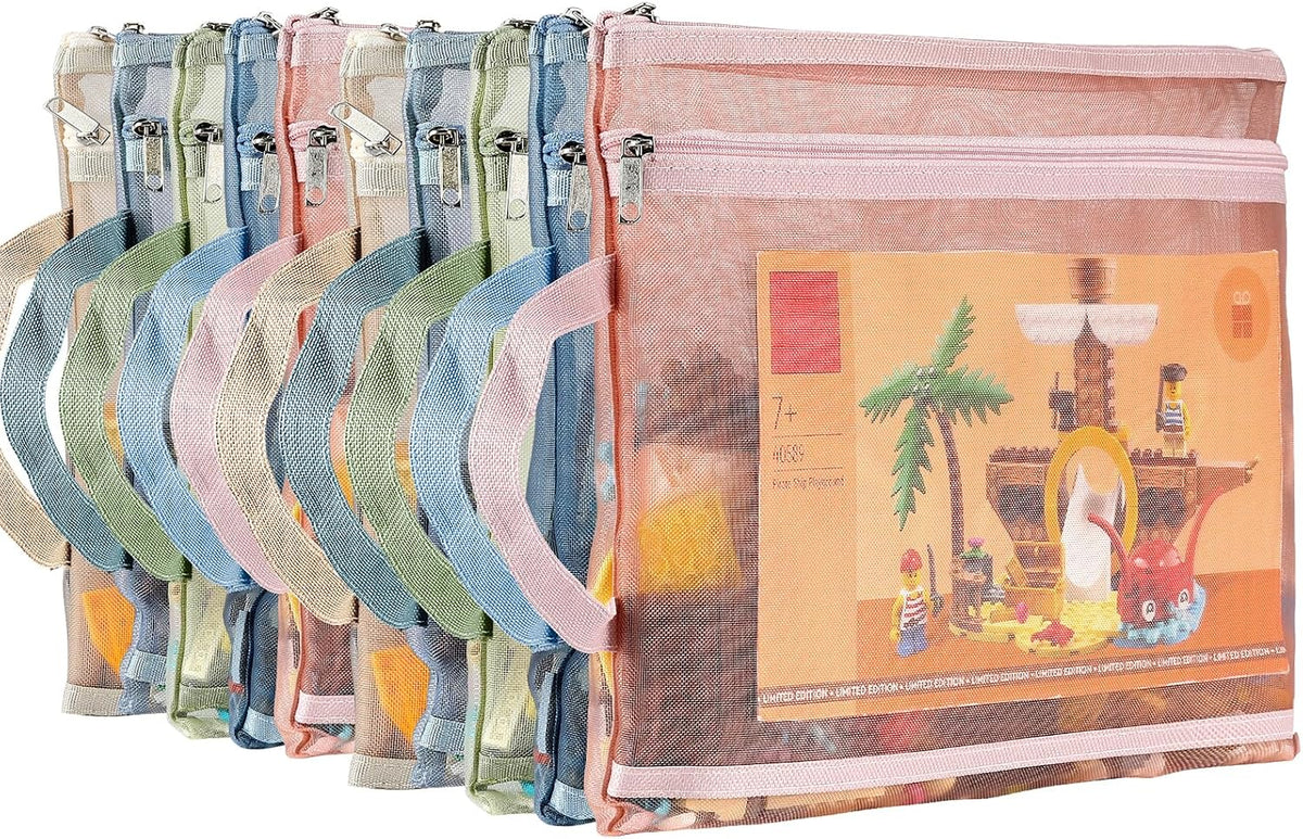 10 Pack Mesh Zipper Pouch Bags, A4 Toy Storage & Organization Bag