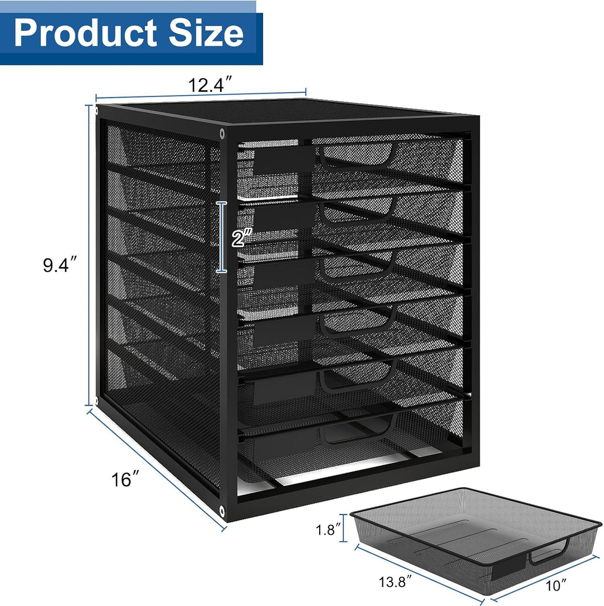 Mesh Desk Organizer with 6 Tier Sliding Drawers,Black