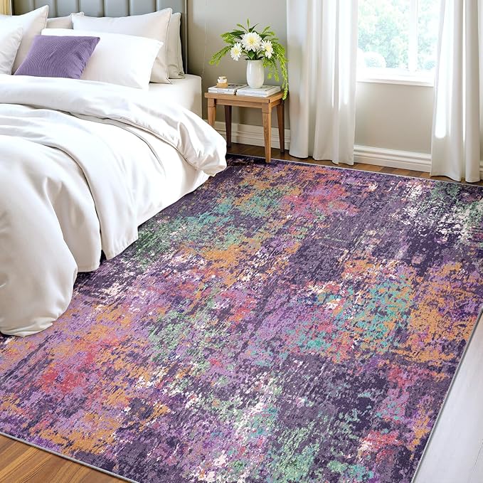 Washable Area Rugs 4'x6' Non-Slip Modern Abstract Soft - Image 3