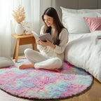 ONASAR Rainbow Round Area Rugs 5ft, Soft Bedroom Circle Rug Mats - Image 7