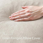 MIULEE Decorative Throw Pillow Covers Neutral Linen Fringe Throw Pillows Euro - Image 2