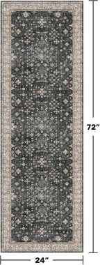 Black Boho Washable 2x6 Runner Rugs - Image 2