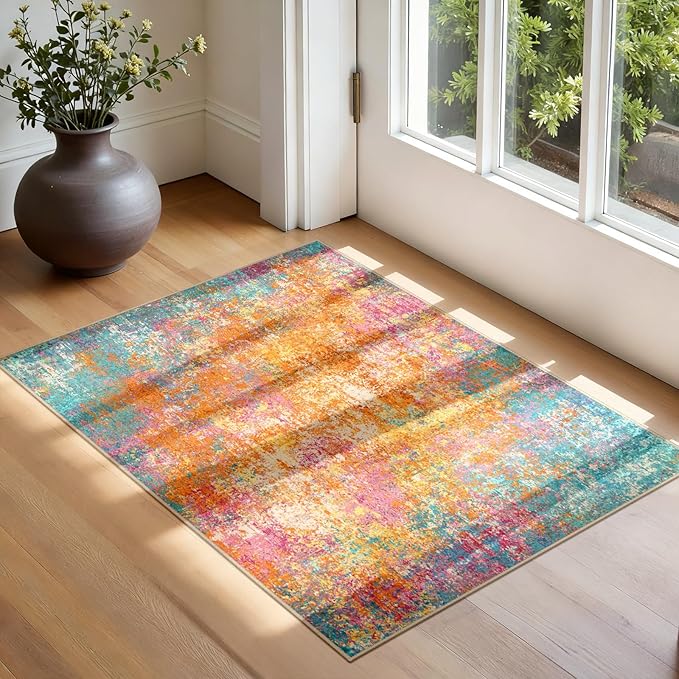Washable Area Rugs 2'x3' Non-Slip Modern Abstract Soft - Image 3