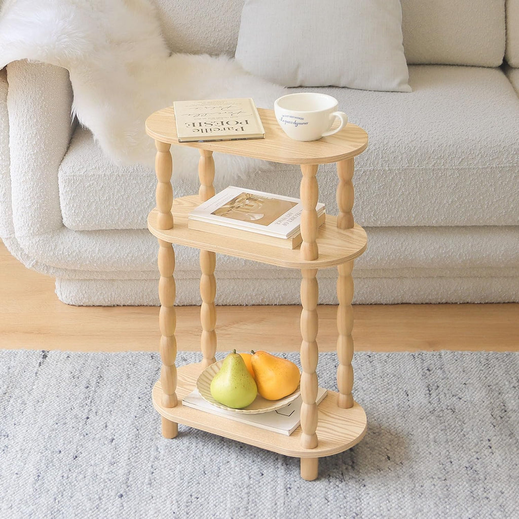 MaxSmeo Narrow End Table, Small Narrow 3-Tier Side Table for Small Spaces