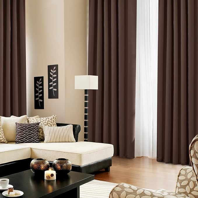 Deconovo Blackout Curtains, Thermal Insulated, W52 x L63 2 Panels, Back Tab - Image 4