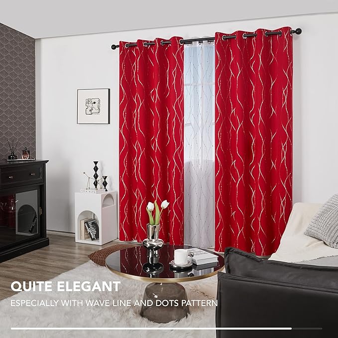 Deconovo Blackout Curtains, Christmas Red Curtain, Thermal Insulated - Image 7