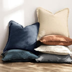 MIULEE Decorative Throw Pillow Covers Neutral Linen Fringe Throw Pillows Set of - Image 5