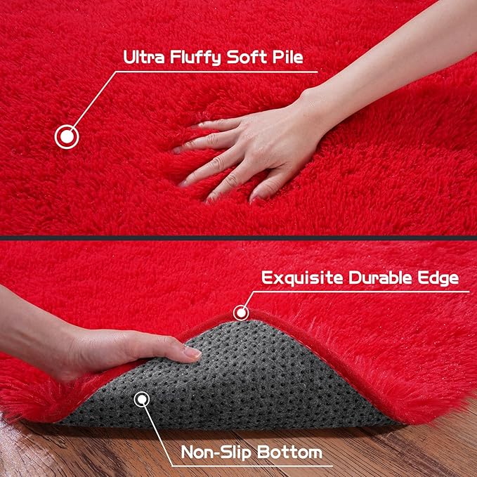 Pionblank Fluffy Area Rug for Bedroom 4x6 Feet, Shag Soft Rug for Living Room - Image 6