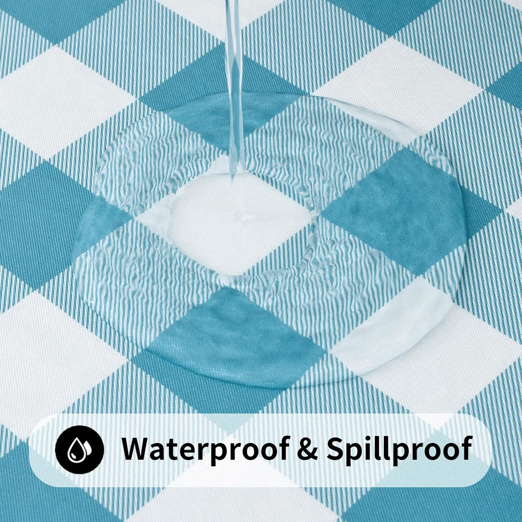 Smiry 57"-68" Picnic Table Cloth, Flannel Backed Vinyl Fitted Tablecloths