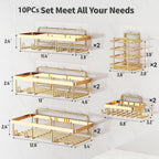 Liuoud 10 Pack Shower Caddy for Inside shower, Brite Gold Bathroom Storage