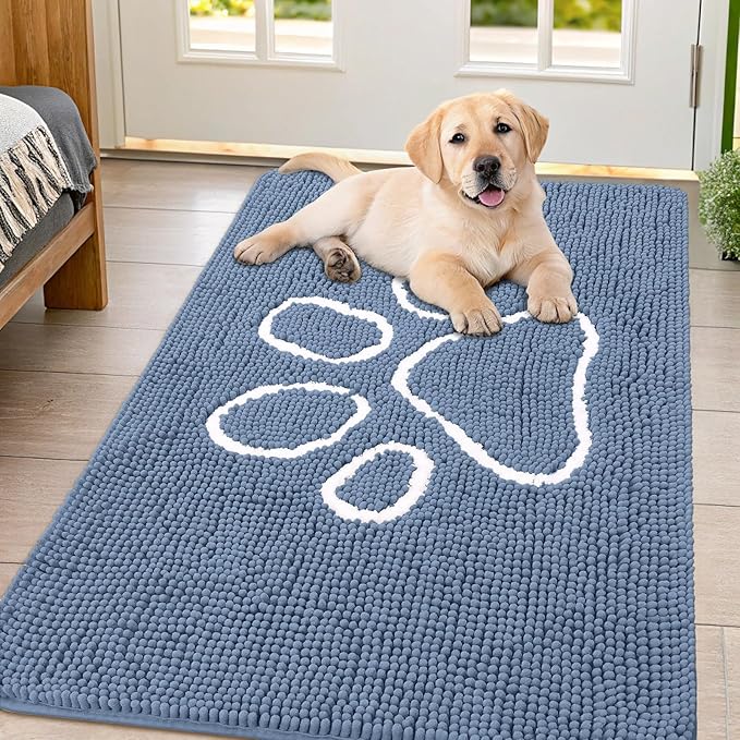 Smiry Dog Door Mat for Muddy Paws, Absorbent Dirt Trapper Non Slip Quick Dry by Smiry