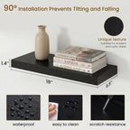 Dreamland 18" Floating Shelves, Rustic Wooden Black Wall Shelves for Bathroom|Bedroom|Kitchen, Deep Wall Mounted Book Shelf, Wood Storage Display Shelf for Home Decor, Set of 2